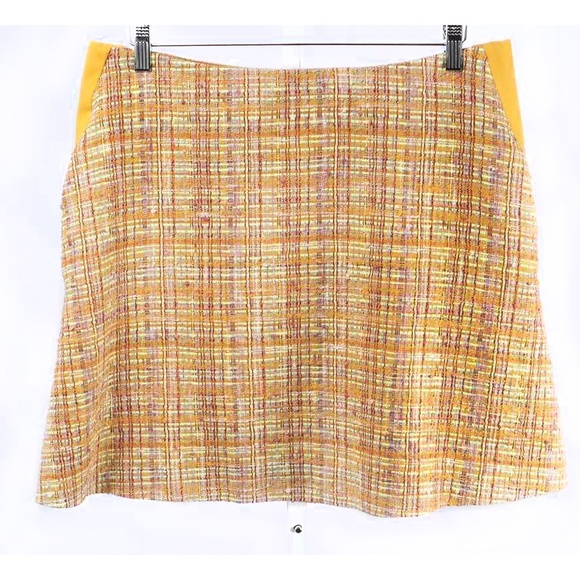 CARVEN Orange Boucle Tweed A-Line 2 Pocket Skirt - Picture 2 of 5